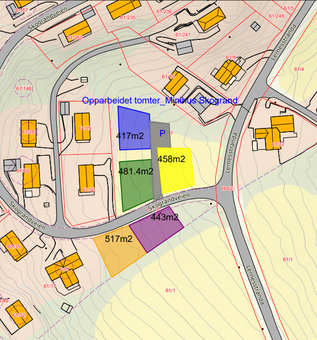 Opparbeidede tomtearealer minihus Skogrand