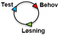 Figuren viser en sirkel med behov, løsning og test.